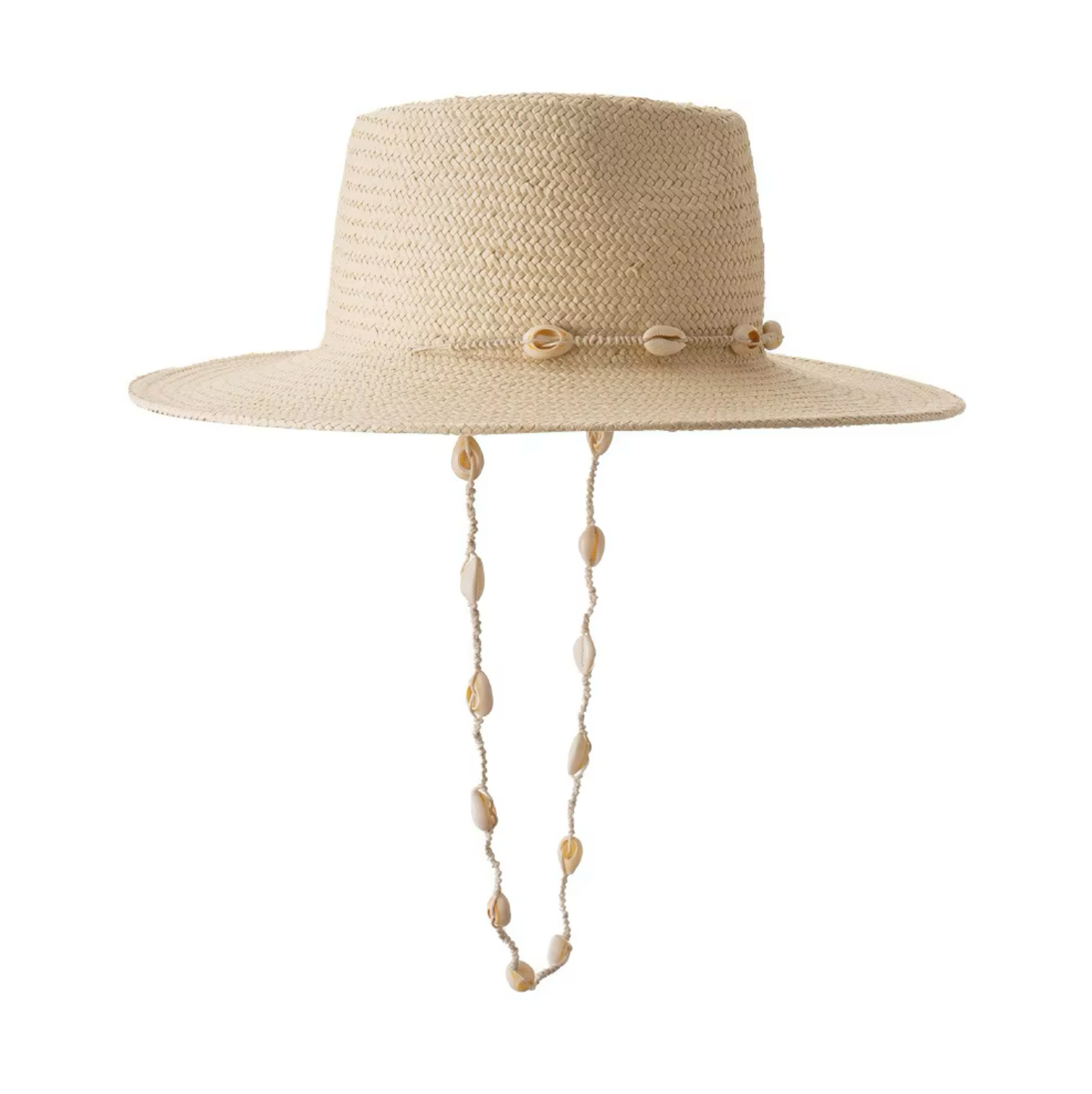 Blakely Rhode Panama Shell Conch Chain Hat Beige