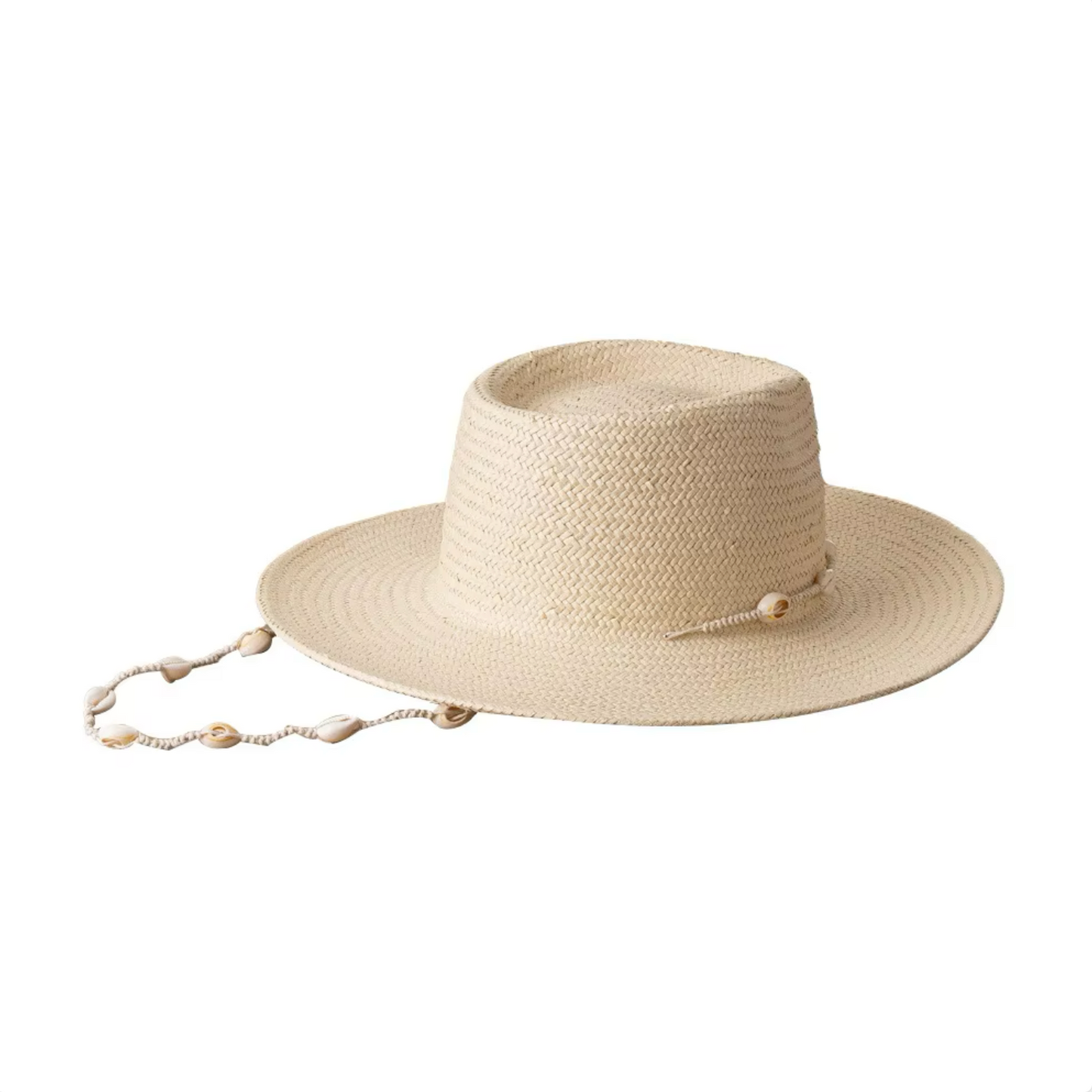 Blakely Rhode Panama Shell Conch Chain Hat Beige