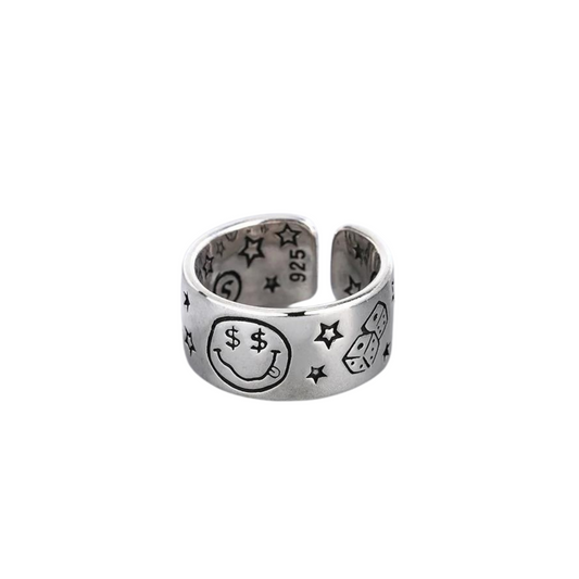 blakely rhode smile and poker face ring adjustable in silver