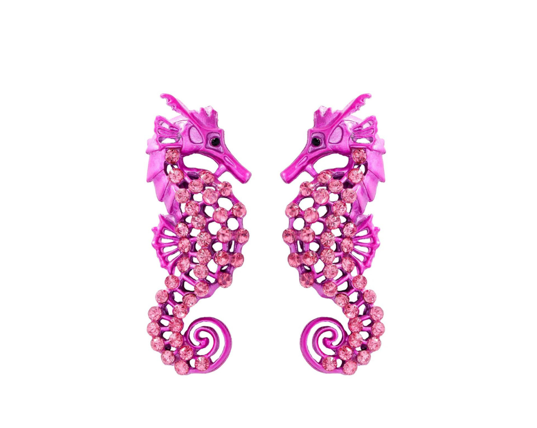 Blakely Rhode Zara Euro Holiday Inspired Seahorse Earrings Purple