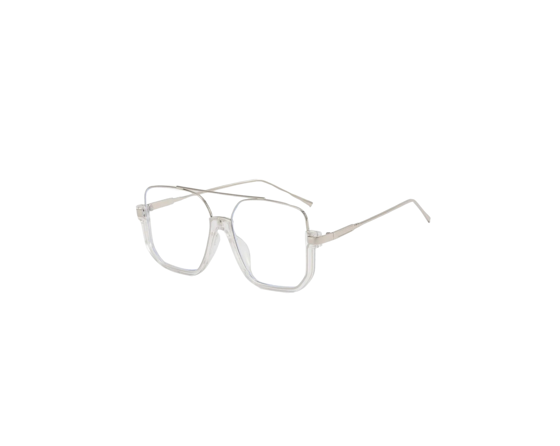 Blakely Rhode Square Frame Glasses Clear Silver